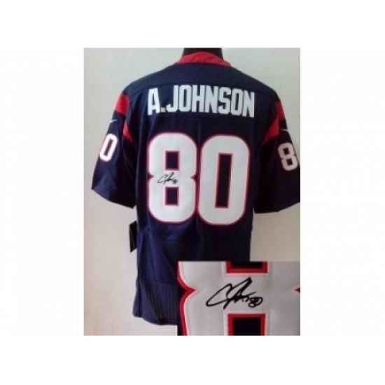 Nike Houston Texans 80 Andre Johnson blue Elite signature NFL Jersey